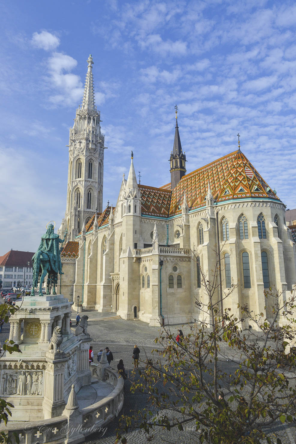 Matthias Church in Budapest with its beautiful mosaic ceiling
