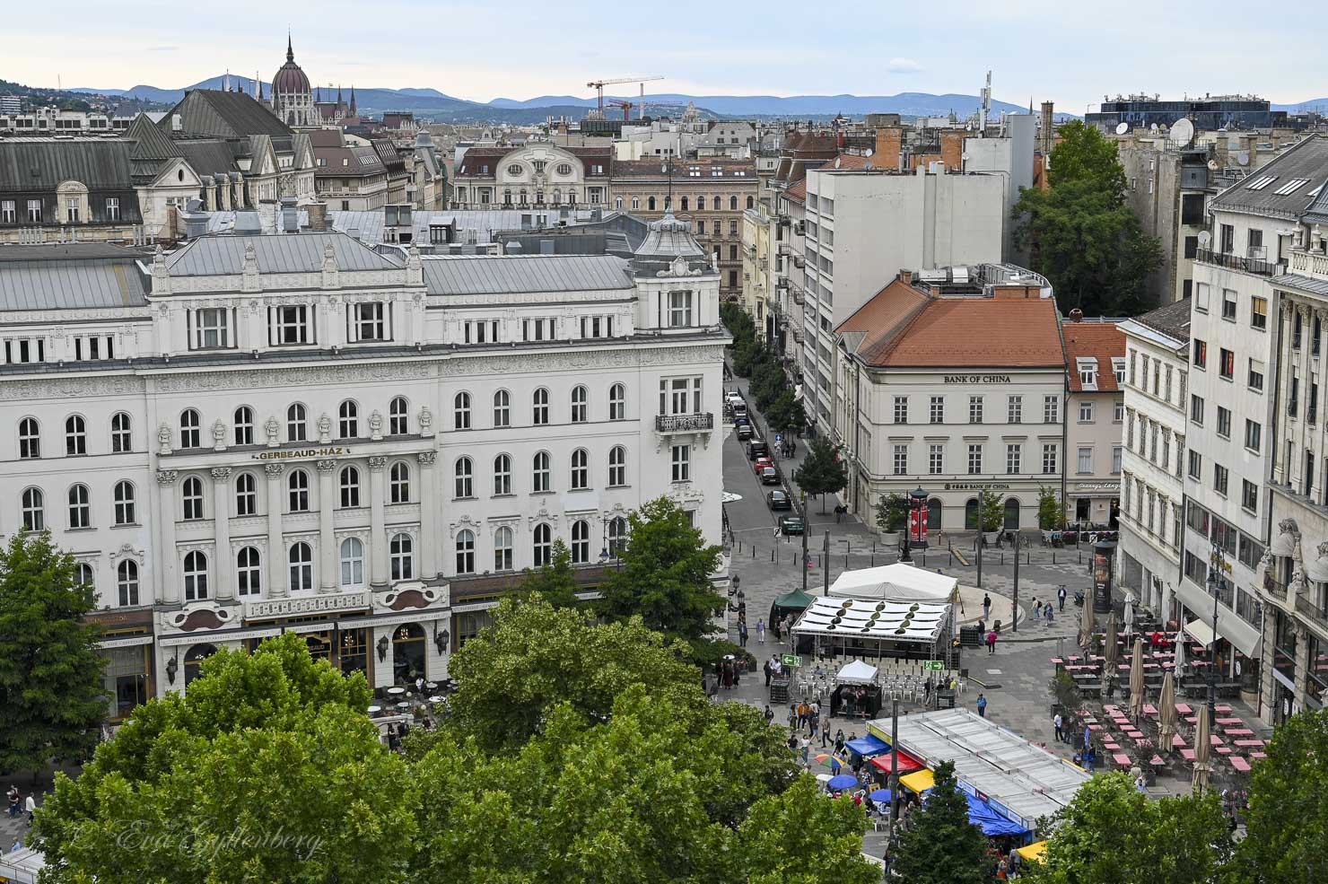 View from a rooftop bar in Budapest