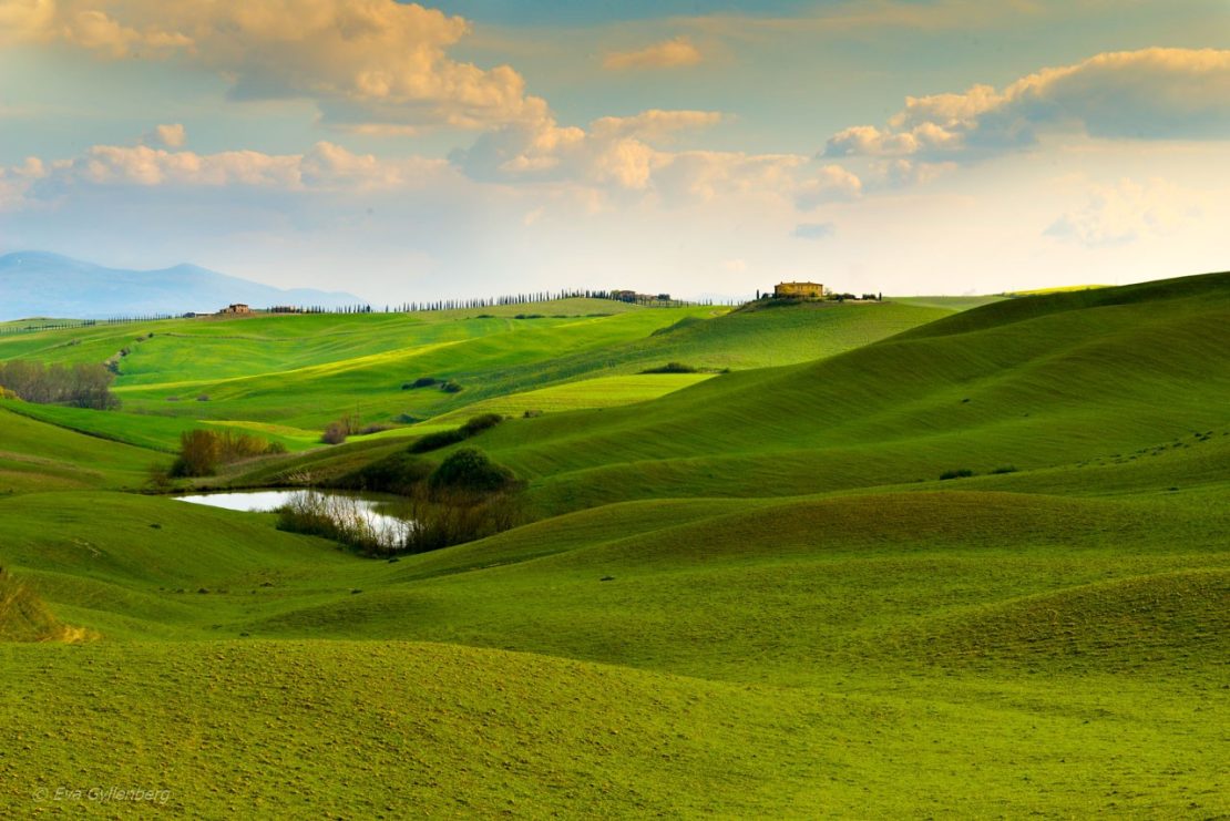 Toscana-Val-d'Orcia- kullar i Italien