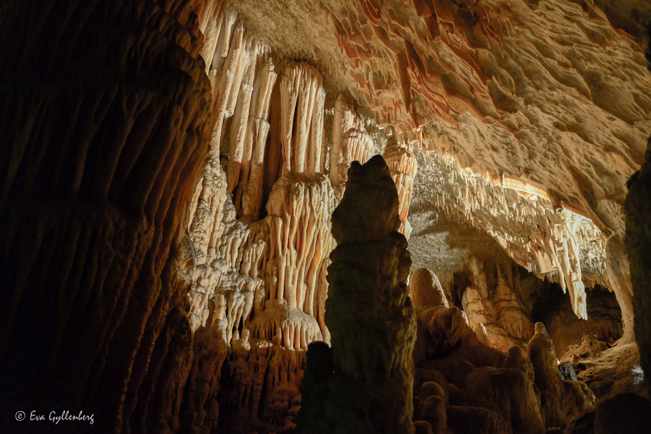 Beautiful limestone pillars in cave in Slovenia
