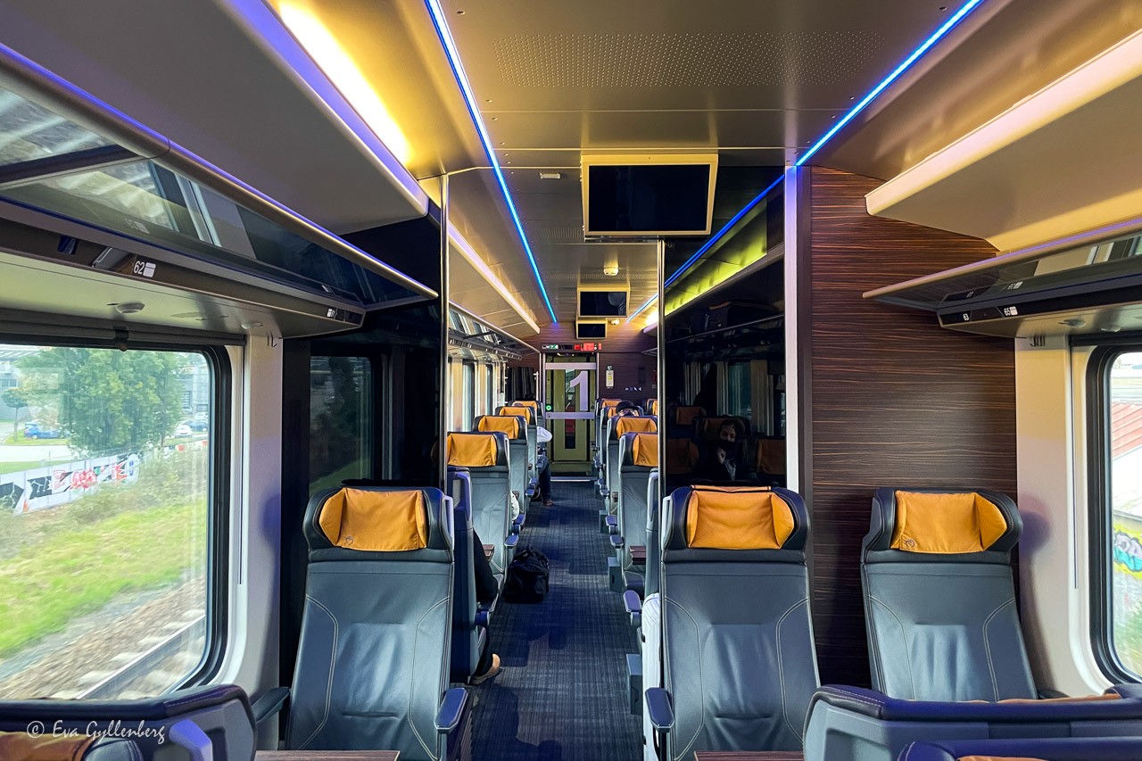 Inside a train on its way from Brno to Prague
