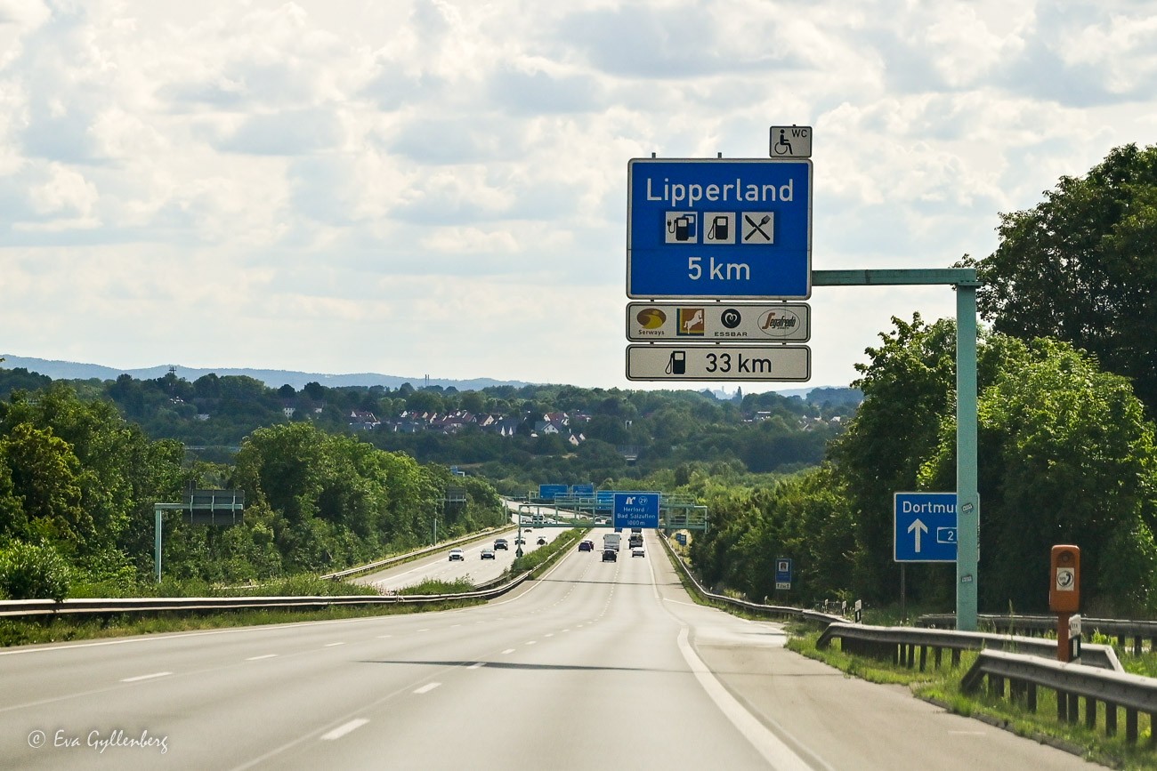 Sign with information along the autobahn