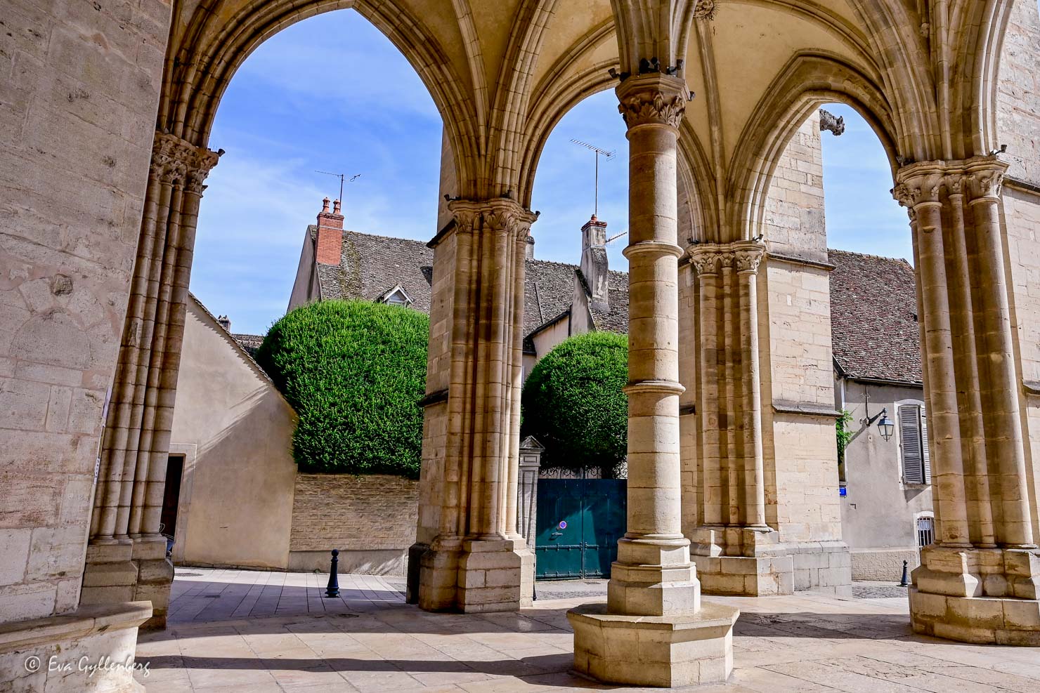 pillar outside the entrance of a church