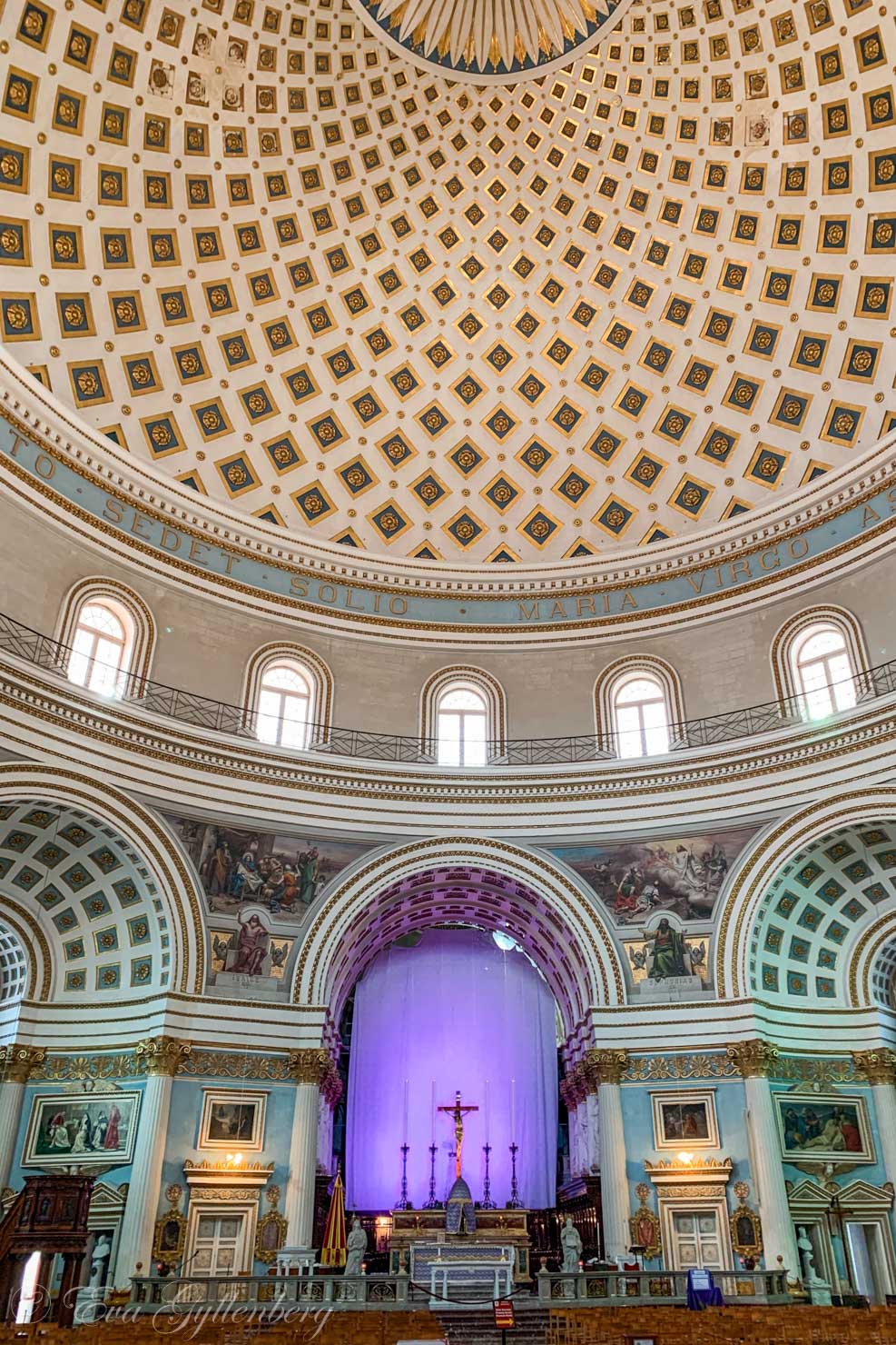 Inside Mosta Church and its dome