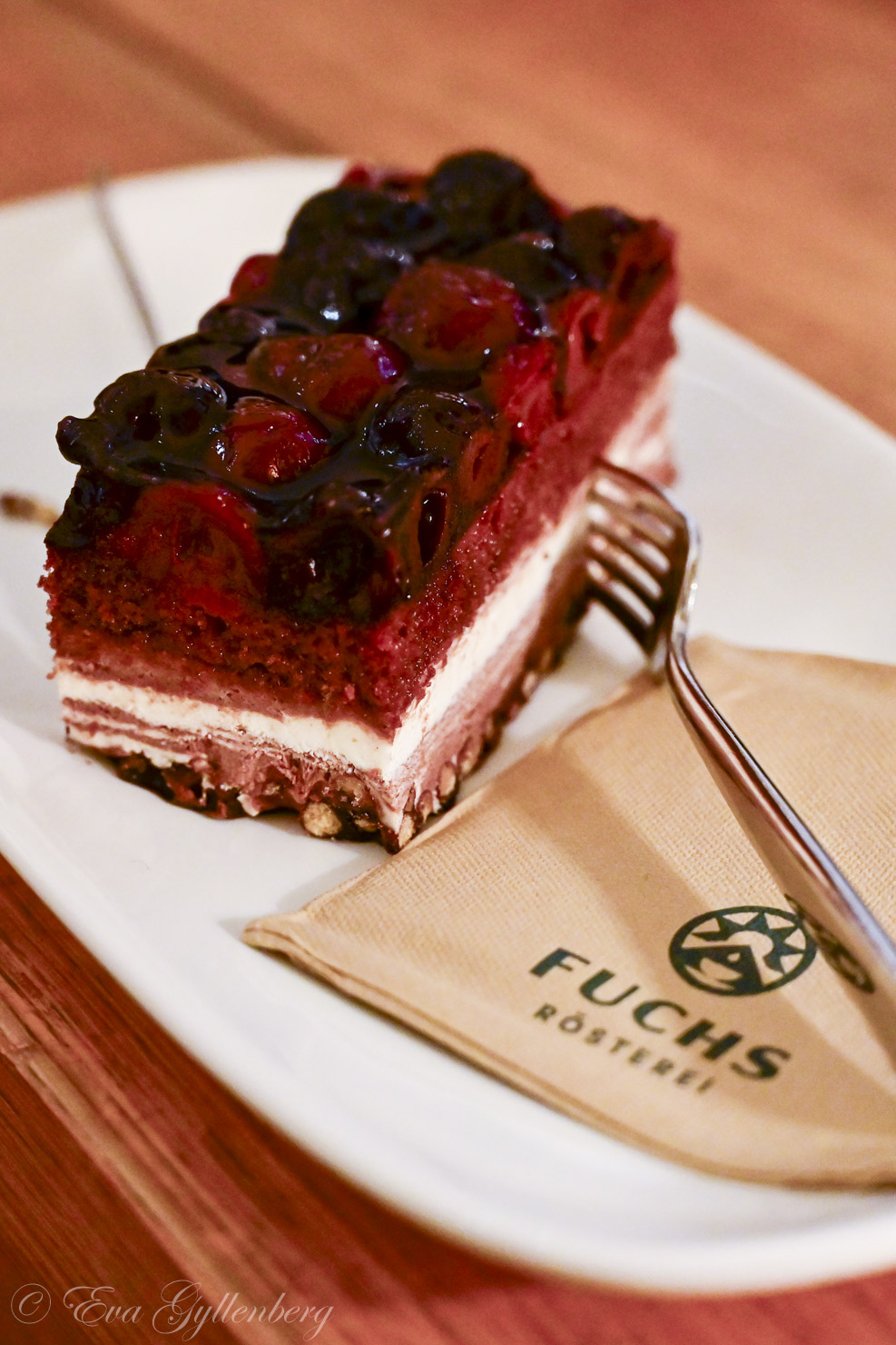 A large cherry cake at Fuchs in Schwerin