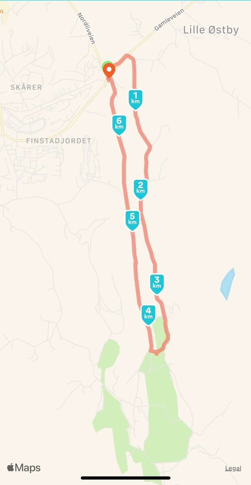 Kart over rute langs Losbylinja