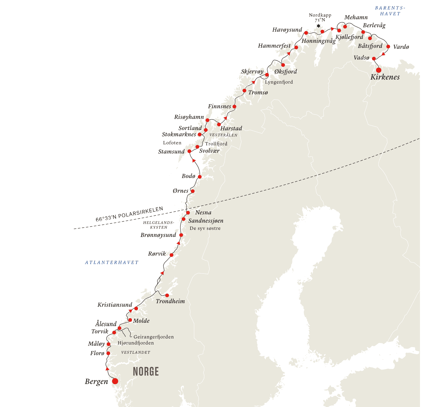 Hurtigruta_nordgående. Reiseåret 2020