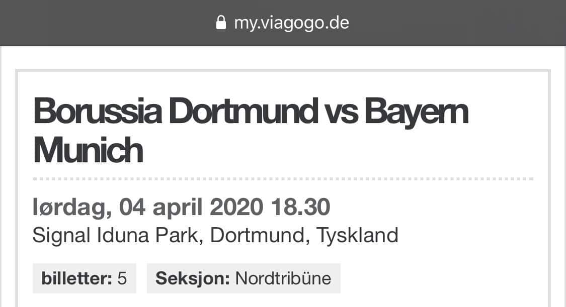 Reiseåret 2020, Dormund vs bayern Munchen