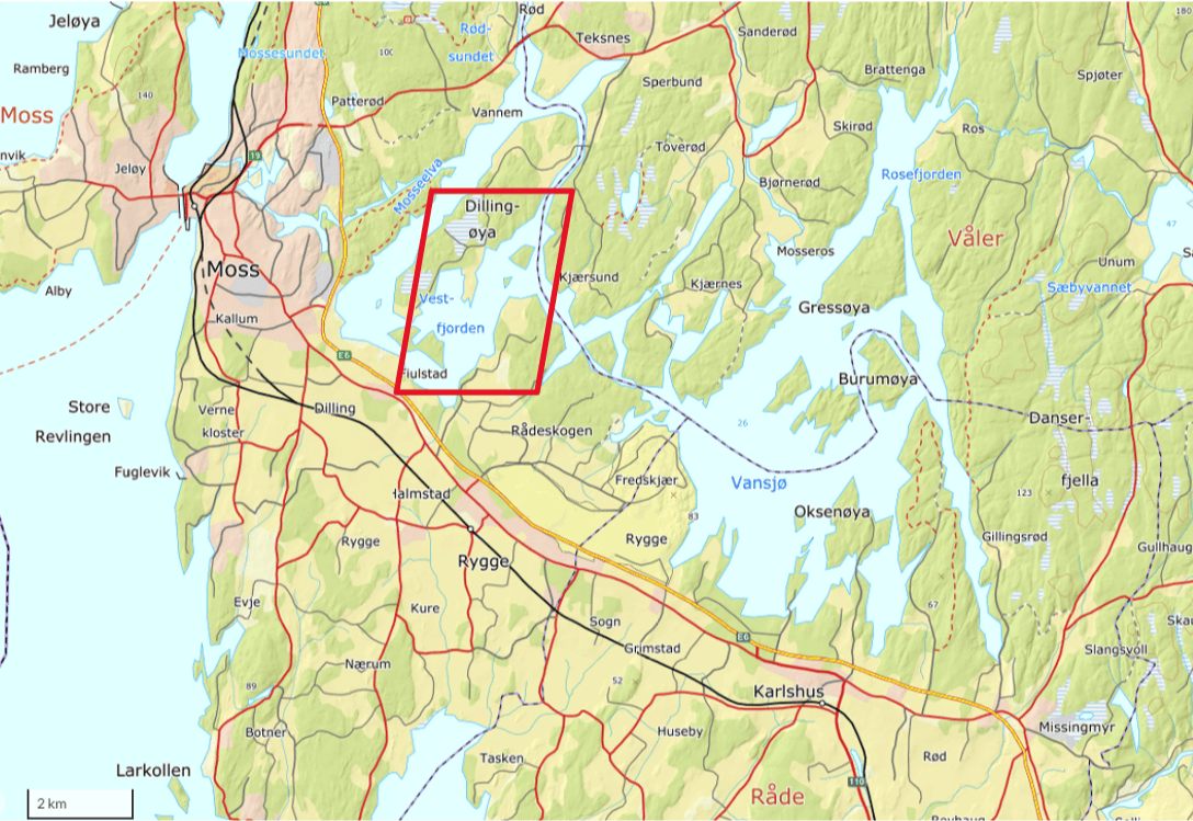Oversiktskart over Vansjø
