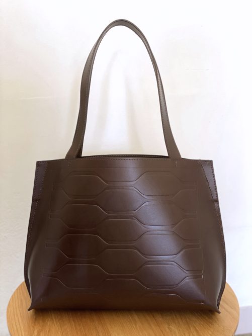 Gallery brown debossed tote