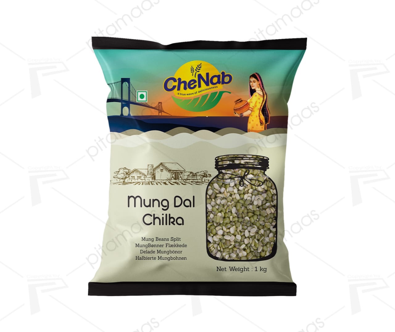 Mung dal chilka 1 kg- Chenab