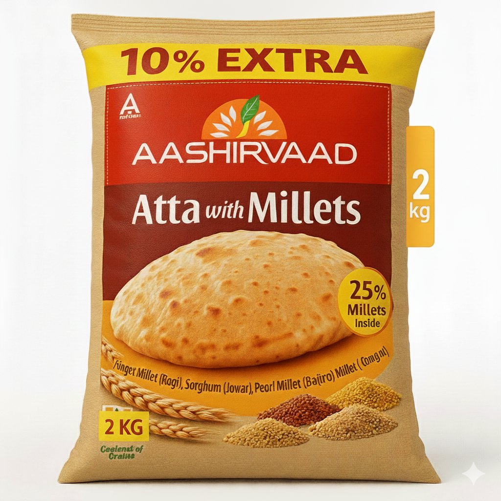 Aashirvaad atta with MILLETS 2KG(10% EXTRA)