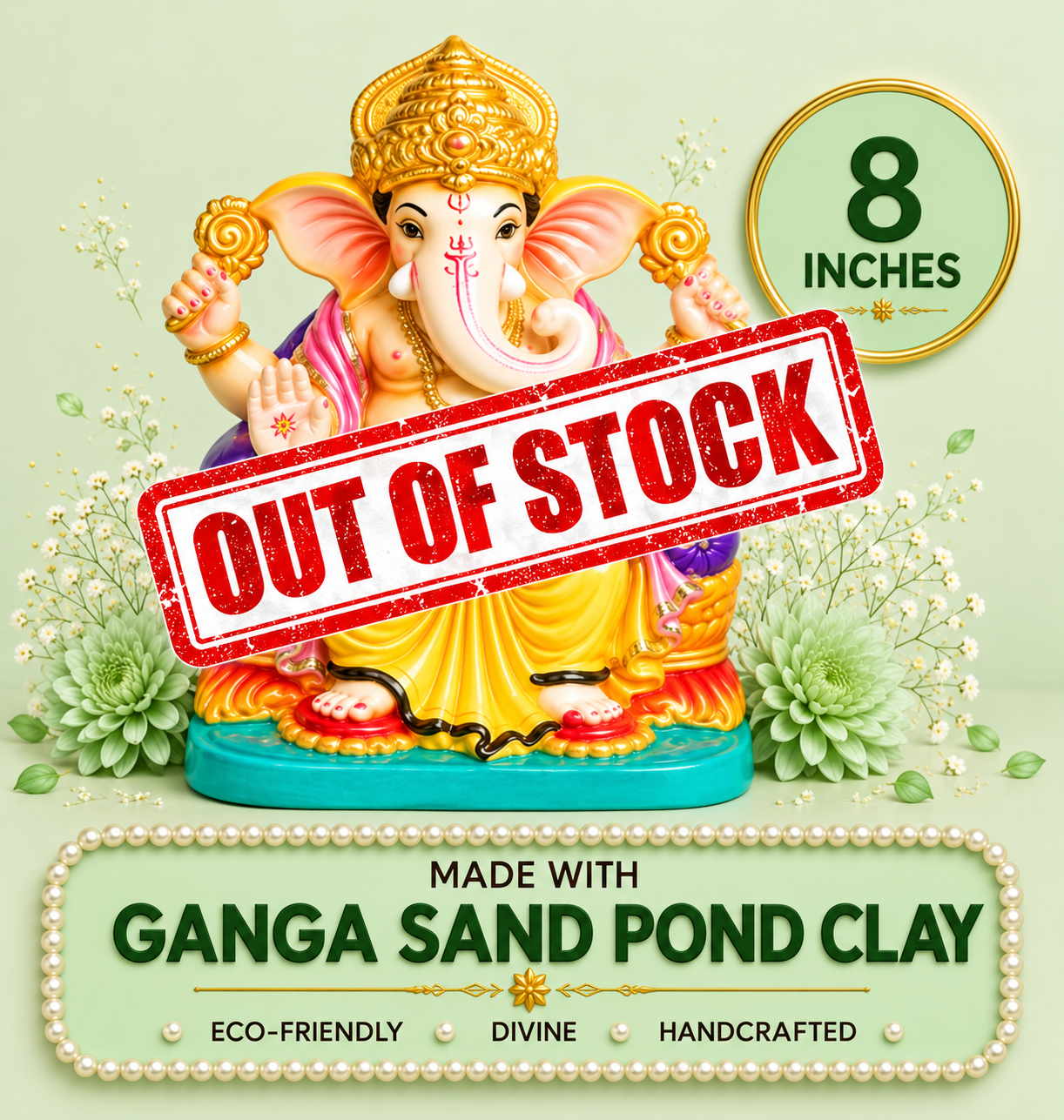 . Eco-Friendly Ganesha Idol No. EFG104 – 8 Inch