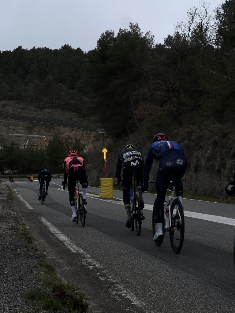 Pris-Nice 2024 using Safe Cycling Safety Arrow (Mobile LED-arrow for sporting events) with commercial space for event sponsors.