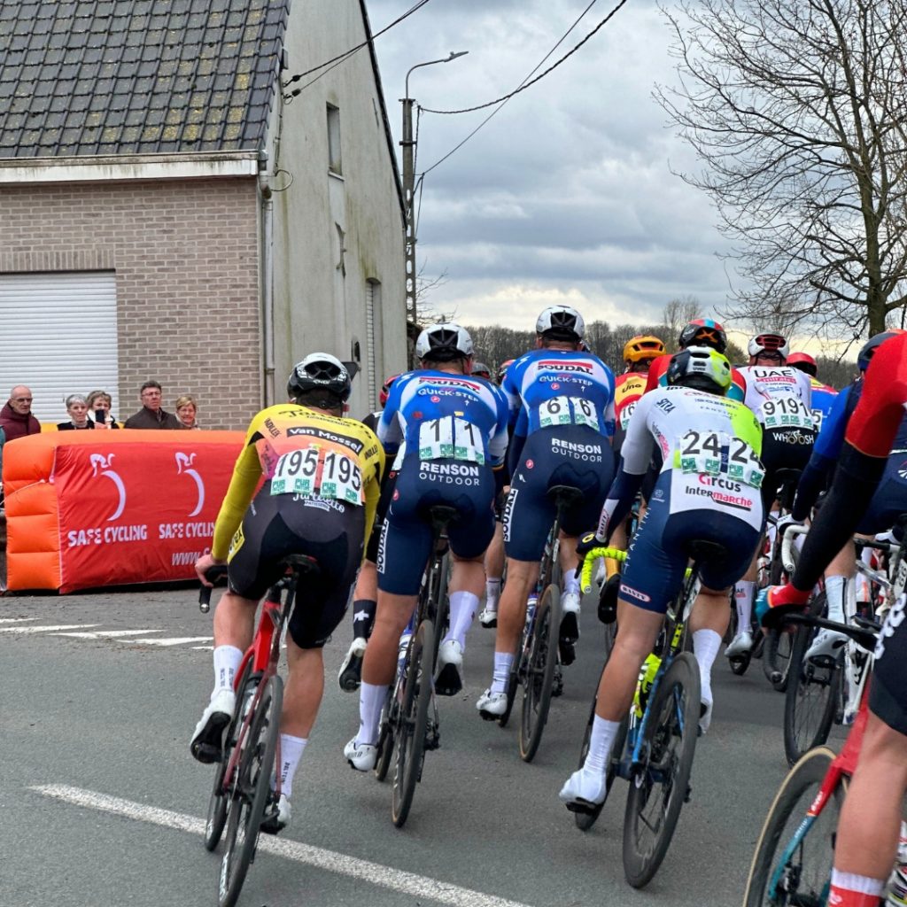 Danilith Nokere Koerse 2024 using Safe Cycling Safety Sign (Mobile LED-sign for sporting events), Inflatable Crash Wall, Crash Protection all with commercial space for event sponsors. Additionally Safe Consult, our consultancy service for race organizers. 