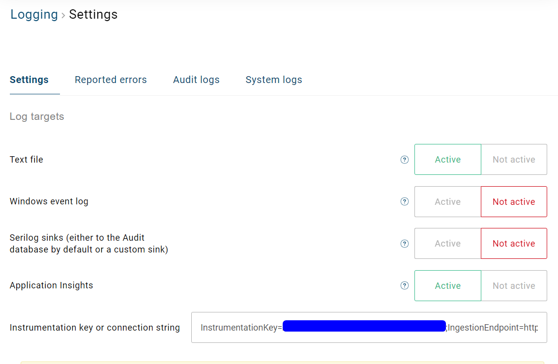Logging AI Connection String