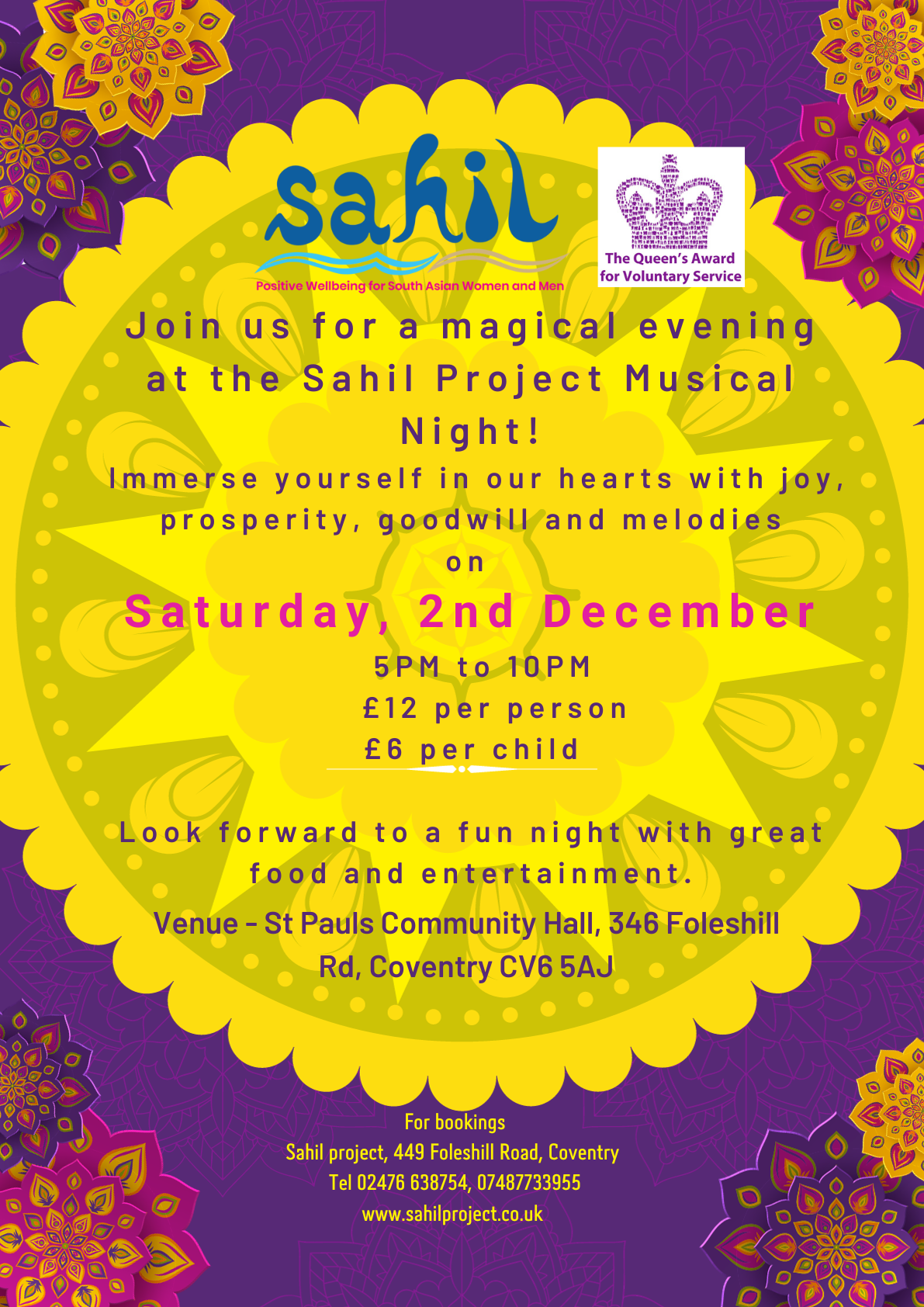 Sahilproject musical night, indian music show, talented singers, foleshill road event, saturday , food music and entertainment , upcoming talent, music curing mental health