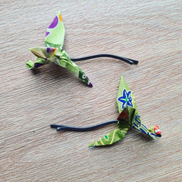 Barrettes origamis Tombos vert