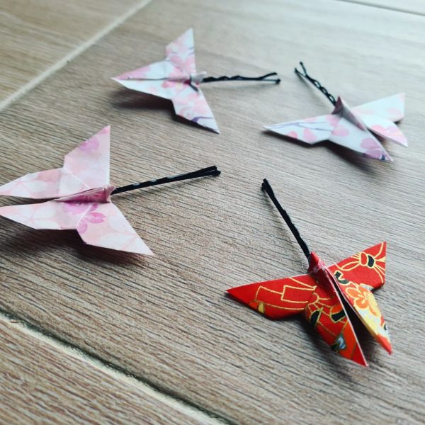 Barrettes origamis papillons