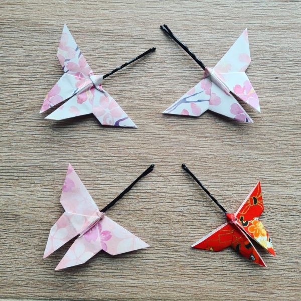 Barrettes origamis papillons