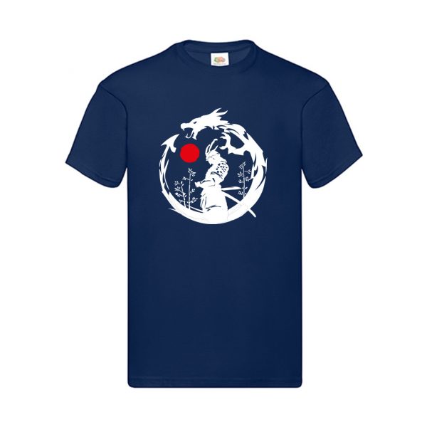 T-shirt Dragon samouraï bleu marine