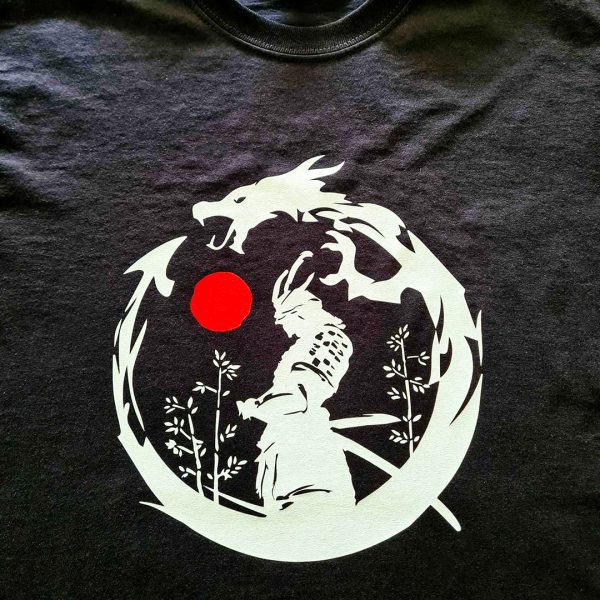 T-shirt Dragon samouraï Noir