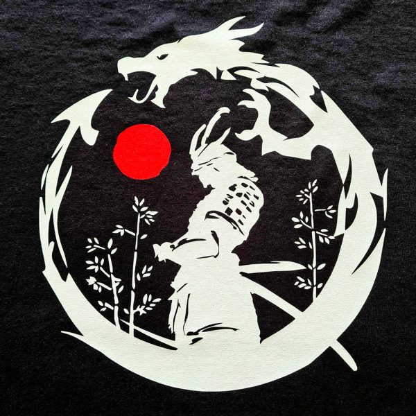 T-shirt Dragon samouraï Noir