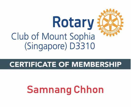 Member of Rotary Club of Mount Sophia Singapore