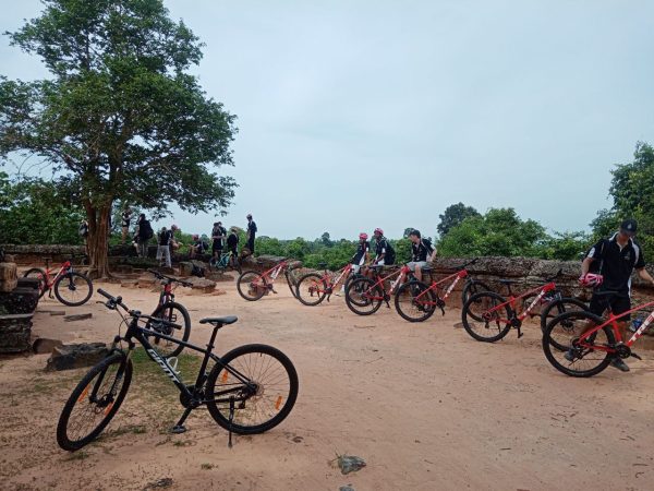 Cycling at Angkor temple for event and conference group
