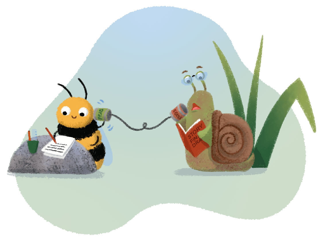 An illustration of a bee and a snail