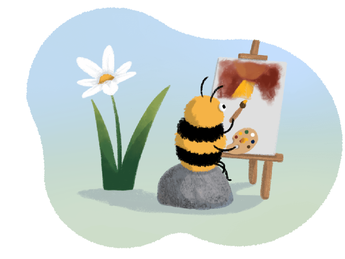 An illustration of a bee painting