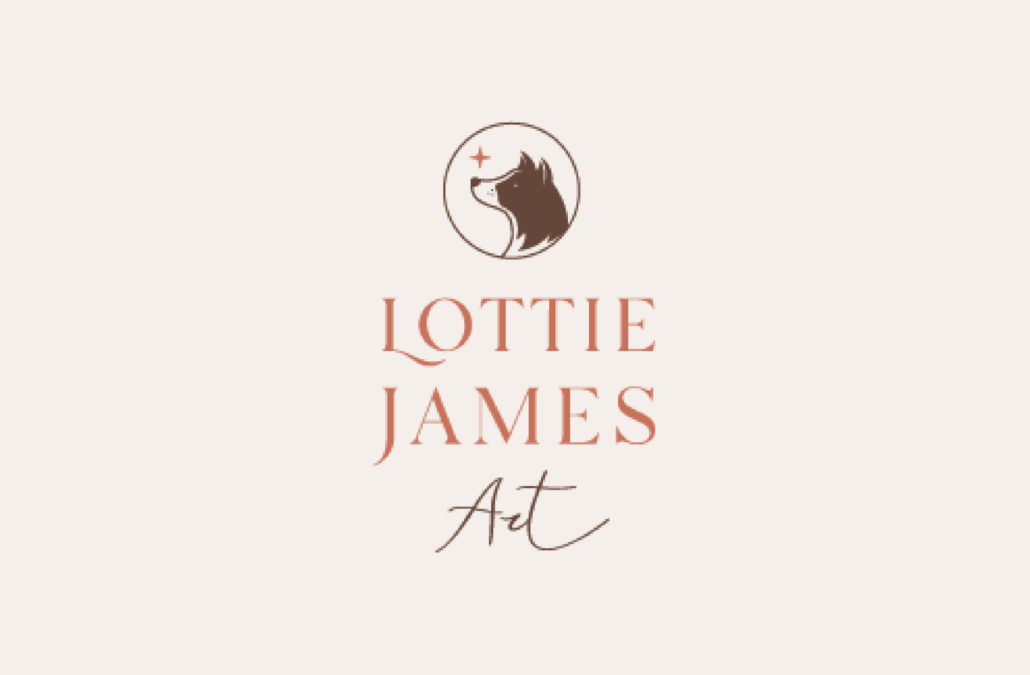 Logo design for Lottie James Art - with an icon of a dog and a star