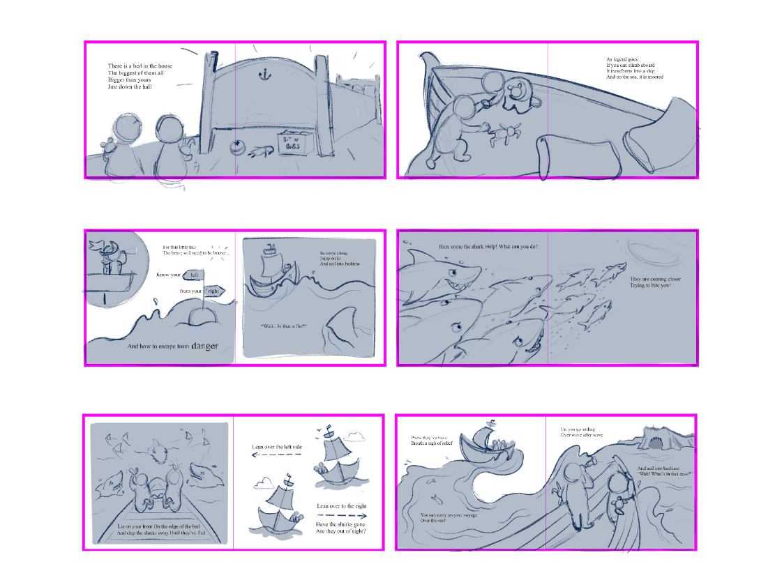 Image showing storyboard of rough concepts for a children's illustrated story book