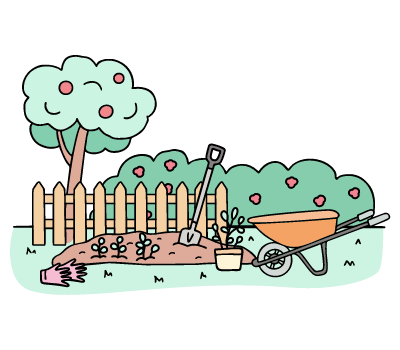 Illustrasjon av hagearbeid