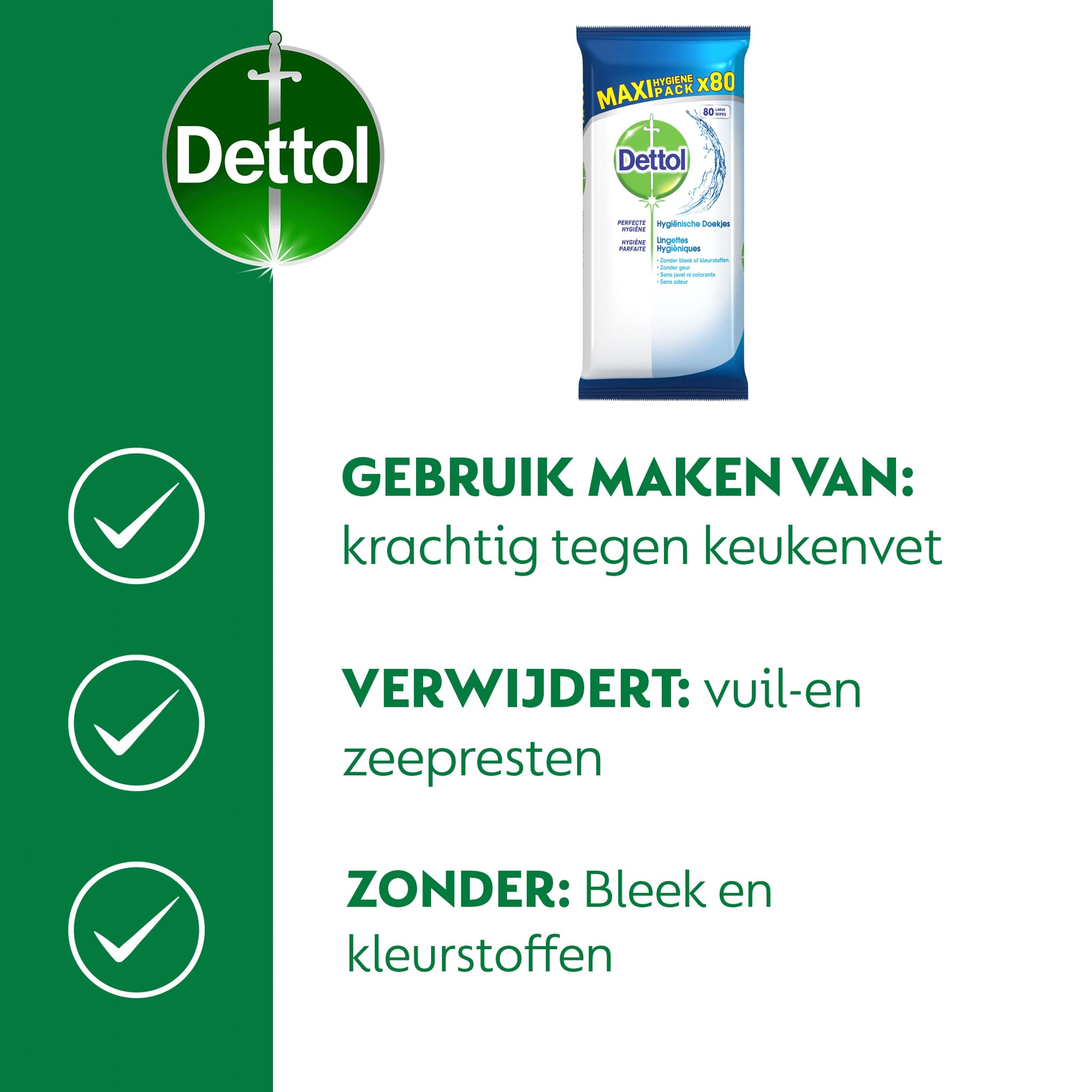 Dettol Hygiënische Doekjes Perfecte Hygiene Grootverpakking 4 x 80