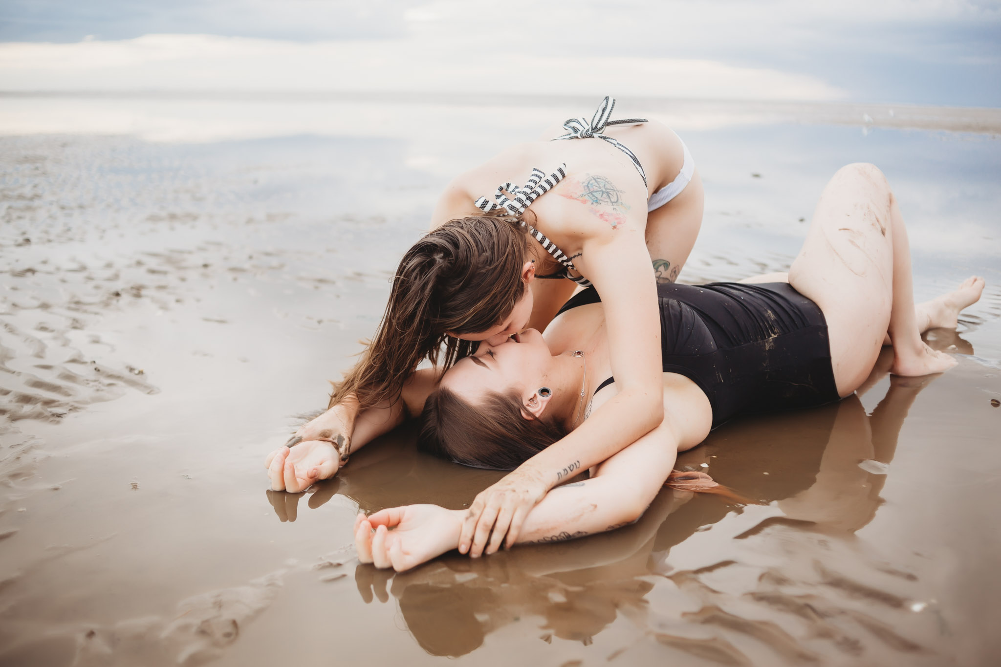 couples beach boudoir