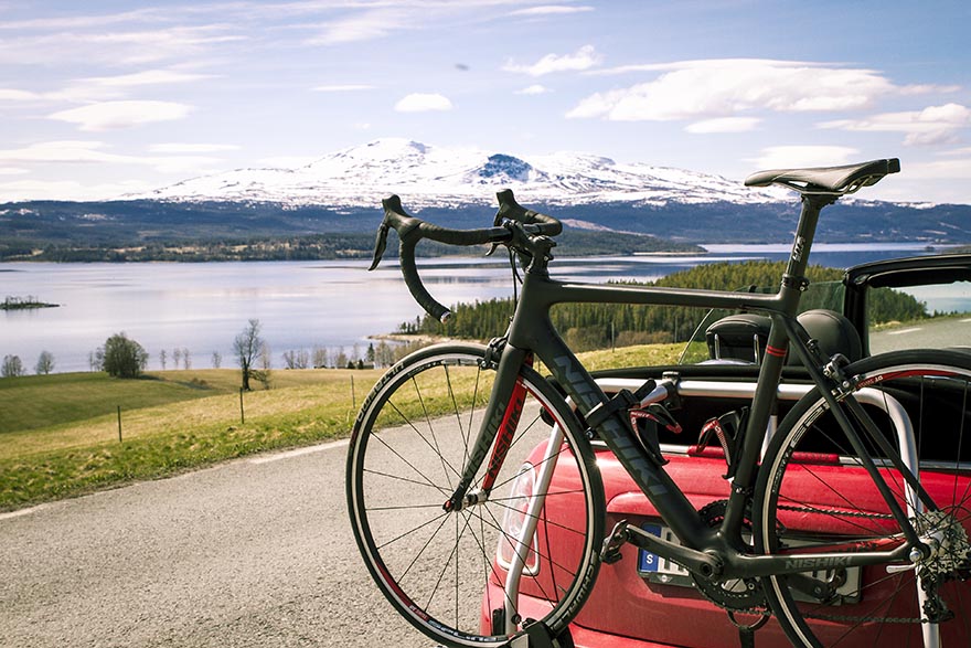 cykelställ mini cooper nishiki landsvägscykel