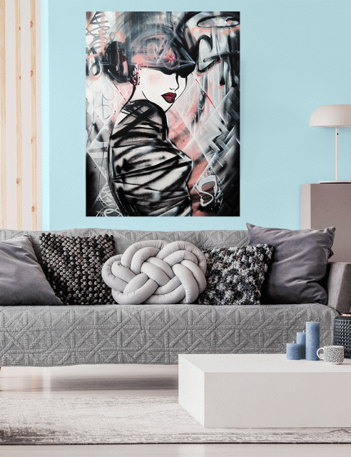 ORIENTAL WOMAN -   Acrylic colors on canvas, 80 X 100 cm  Aalst - Oost Vlaanderen (BE) 2023