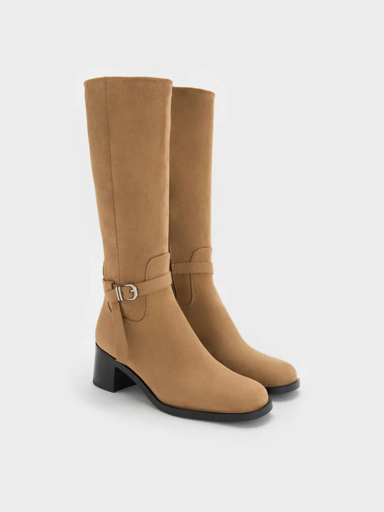 Eliza Faux Suede Knee-High Boots - Sand
