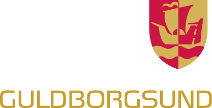 Guldborgsund Kommunes logo i rød og gul, kunde hos Scan360