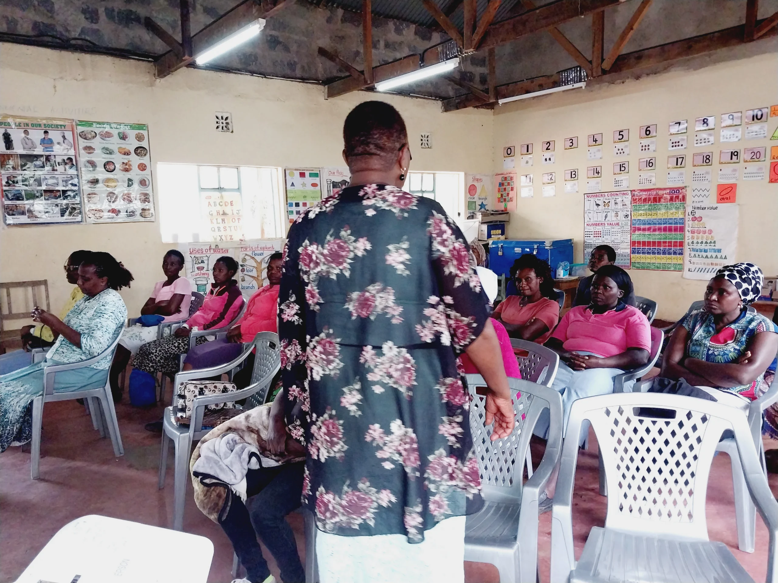 Dr Margaret, counselling psychologist, taking caregivers through some of the possible causes of their children's disability. This session was aimed at demystifying the myths around disability.