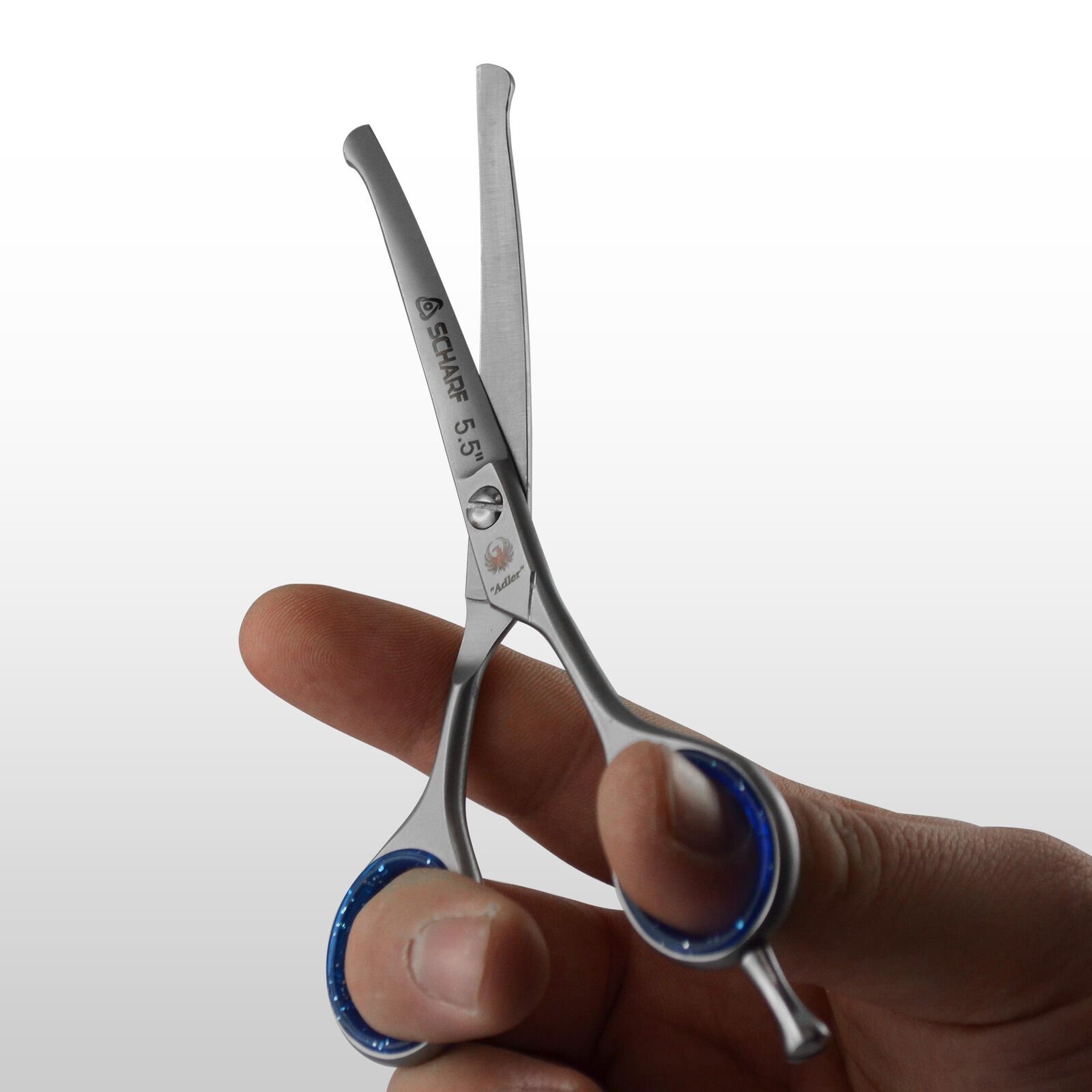 Profi Hundehaarschere-Fellschere- Pfotenschere-Tierhaarschere-5,5" Gebogen - Billede 8