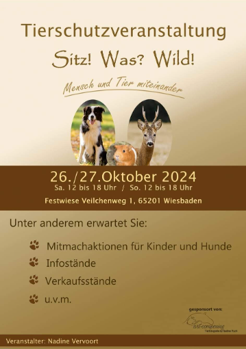 Infostand auf der privaten Tierschutzveranstaltung Sitz! Was? Wild!