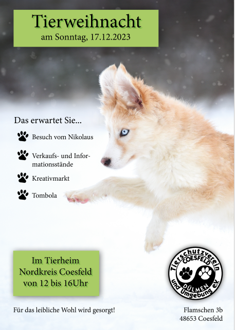 Infostand auf dem Tierweihnachtsmarkt im Tierheim Nordkreis Coesfeld