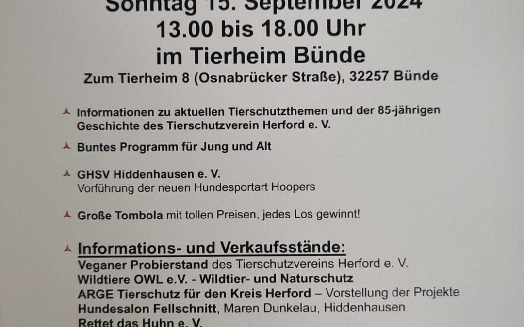 Infostand auf dem Spätsommerfest im Tierheim Bünde