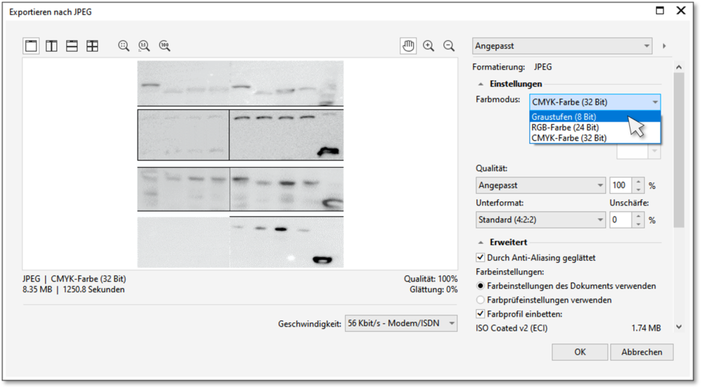 exporting to greyscale in Corel Photo-Paint