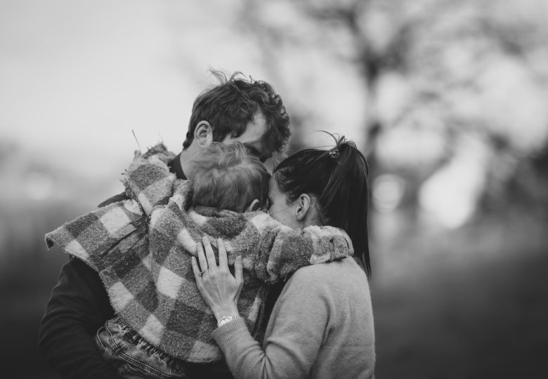 photo of family in black and white