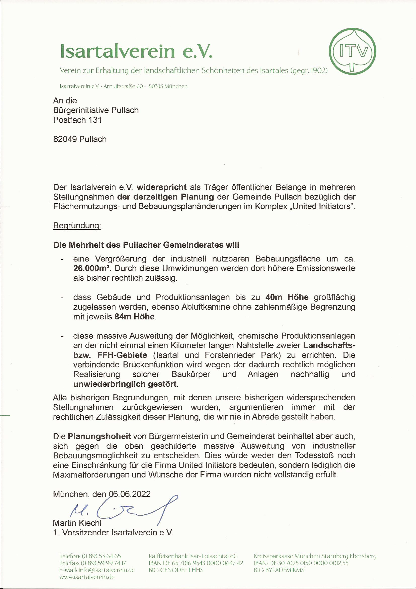 Der Isartalverein e.V. zum Bürgerbegehren Pullach