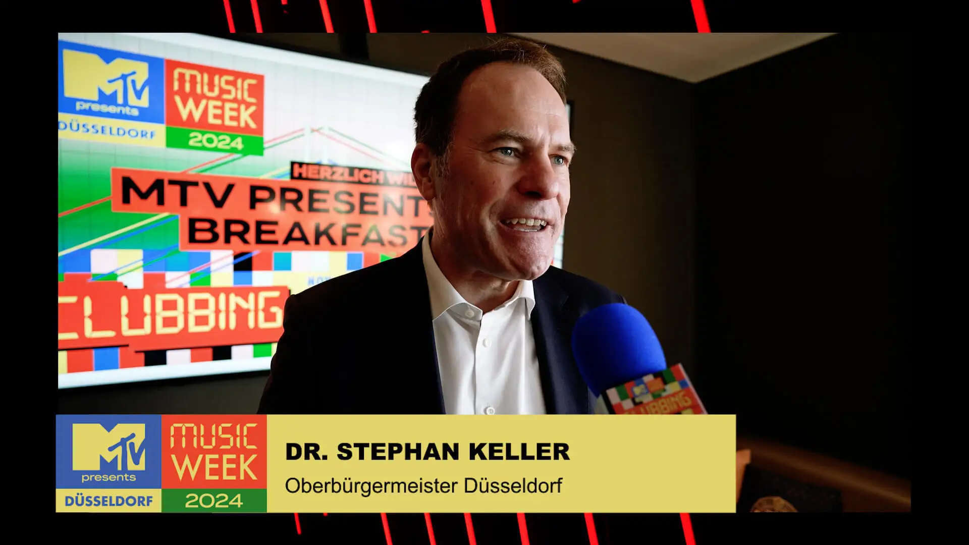 Oberbürgermeister Dr. Stephan Keller bei Rede auf MTV Event-Bühne Meta