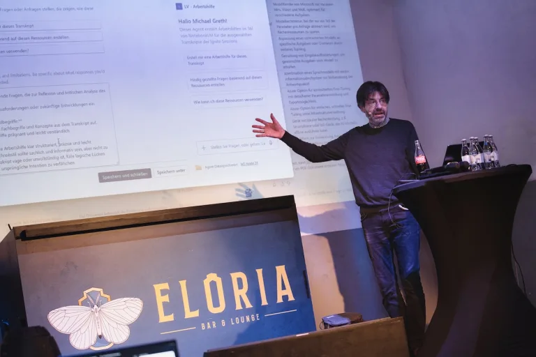 Eventfotografie arveo innovation day in der Eloria Erlebnisfabrik – KI-Demo Talk | Schwarzekreide Media